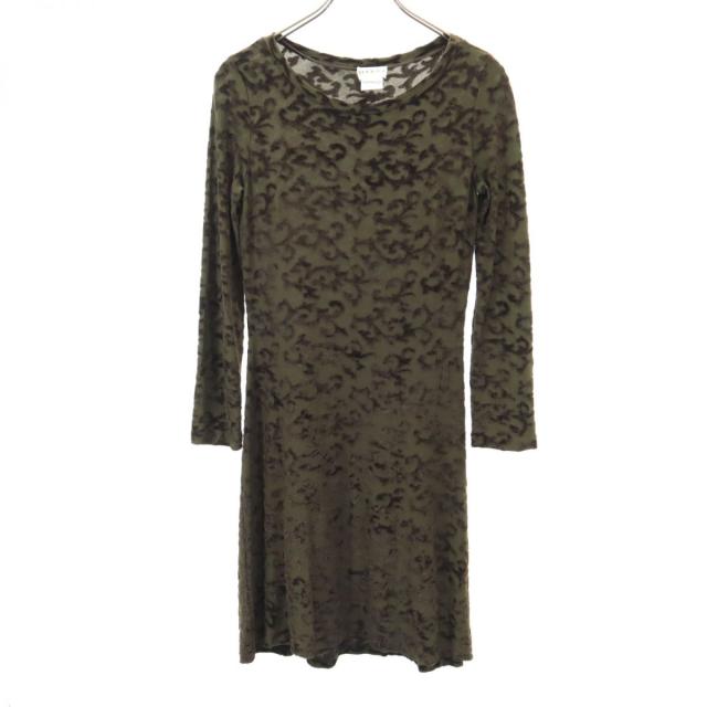 マックスアンドコー イタリア製 総柄 長袖 カットソー ミニワンピース S カーキ系 MAX&CO tricot レディース 4,435円