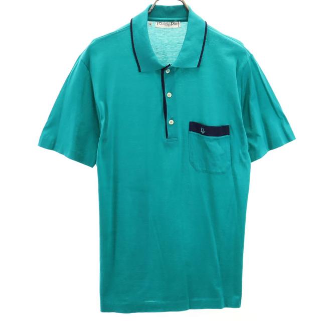 クリスチャンディオール 80s イタリア製 ヴィンテージ 半袖 ポロシャツ L グリーン Christian Dior メンズの通販は