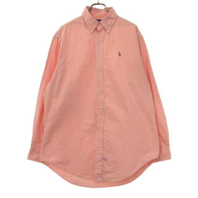 ラルフローレン ボタンダウンシャツ 長袖 ロゴ ピンク キッズ110~120cm ラルフローレン シャツ ストライプ 赤ロゴ ボタンダウン 長袖 匿名配送