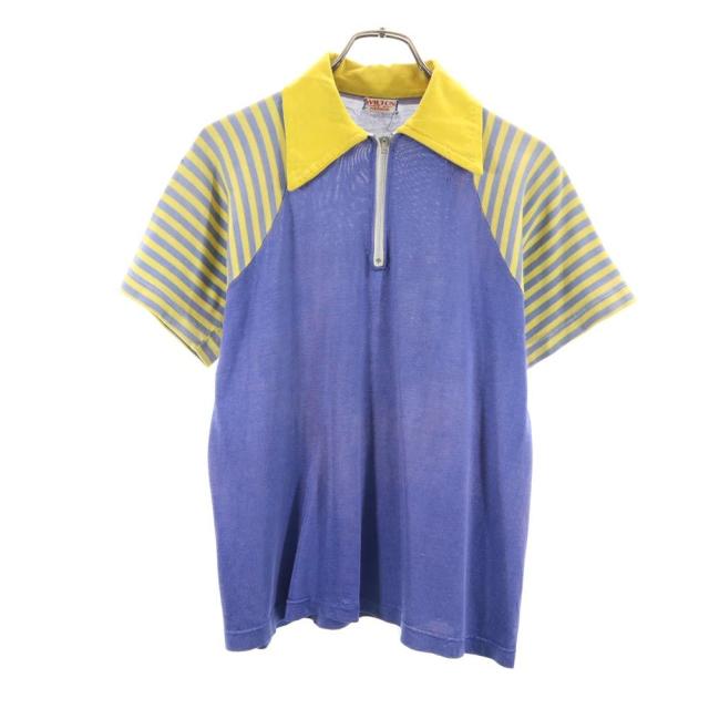 ウィルトン 50s 半袖 ゲームシャツ ポロシャツ M イエロー×ネイビー WILTON オールド ヴィンテージ メンズ
