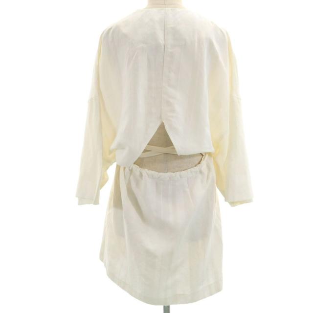 ジョンリンクス 日本製 リネンブレンド 半袖 ワンピース M ホワイト  