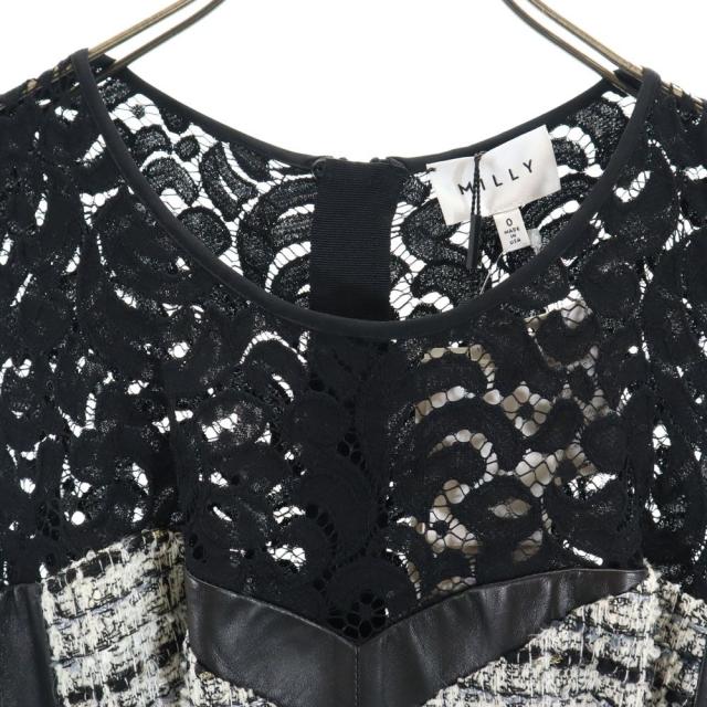 未使用 ミリー USA製 ノースリーブ レース ツイード切替 ワンピース