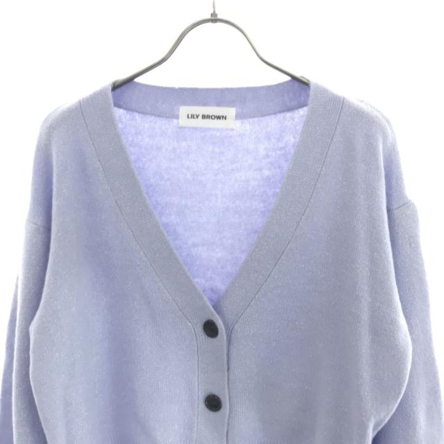 未使用 リリーブラウン 長袖 ニット カーディガン F パープル系 Lily Brown LFKB225236 レディース Lily Brown - 未使用 リリーブラウン 長袖 ニット カーディガン F