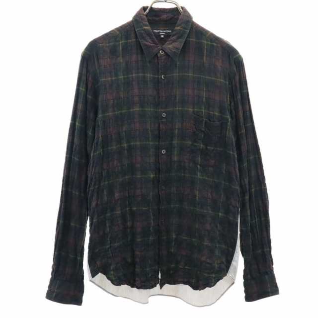 コムデギャルソンオム 2011年 日本製 長袖 シワ加工 チェックシャツ M ブラウン 他 COMME des GARCONS HOMME メンズの通販は