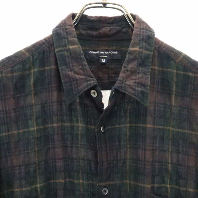 コムデギャルソンオム 2011年 日本製 長袖 シワ加工 チェックシャツ M ブラウン 他 COMME des GARCONS HOMME メンズの通販は