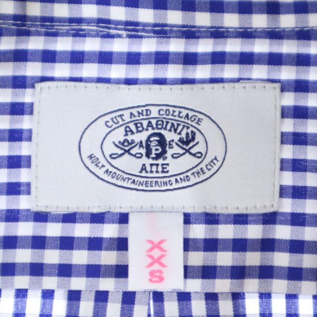 アベイシングエイプ　ボタンダウンシャツ　長袖　チェック　ロゴ アベイシングエイプ 日本製 チェック柄 長袖 ボタンダウンシャツ XXS