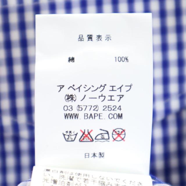 アベイシングエイプ 日本製 チェック柄 長袖 ボタンダウンシャツ XXS