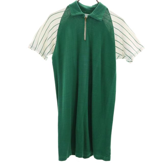 ウィルソン 50s 60s USA製 ヴィンテージ 半袖 ハーフジップ ミニワンピース XL グリーン wilson チュニック レディース
