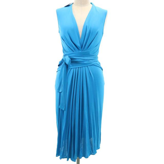 未使用 イッサ ノースリーブ ワンピース UK 6 水色 ISSA レディース