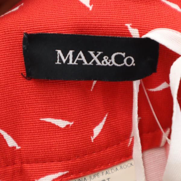 未使用 マックスアンドコー 総柄 ミニ丈 プリーツ フレアスカート 38 赤×白 MAX&CO サイドジップ レディース_6