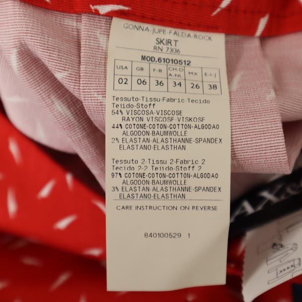 未使用 マックスアンドコー 総柄 ミニ丈 プリーツ フレアスカート 38 赤×白 MAX&CO サイドジップ レディース_7
