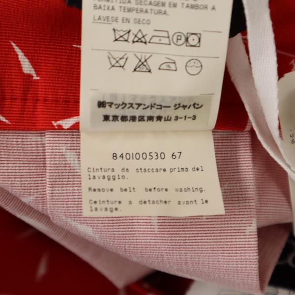 未使用 マックスアンドコー 総柄 ミニ丈 プリーツ フレアスカート 38 赤×白 MAX&CO サイドジップ レディース_8