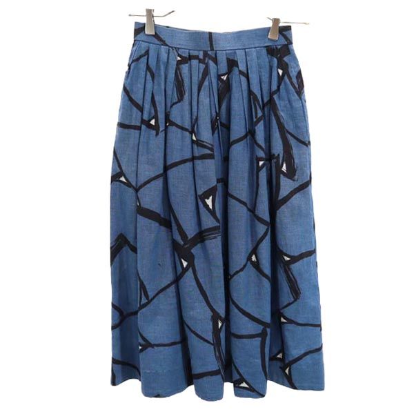 ミスクロエ 日本製 ミディ丈 リネンブレンド フレアスカート 38 ネイビー系 miss chloe レディースの通販は 5,232円