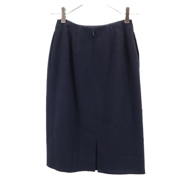 フォクシー 日本製 ミディ丈 タイトスカート 38 濃紺 FOXEY レディース