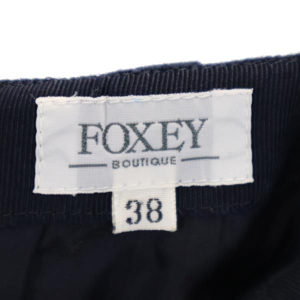 フォクシー 日本製 ミディ丈 タイトスカート 38 濃紺 FOXEY レディース