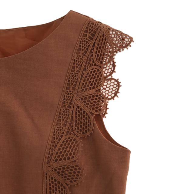 未使用 アナイ ノースリーブ ワンピース 38 ブラウン系 ANAYI タグ付き