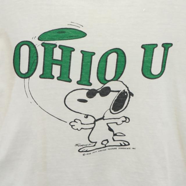 チャンピオン 70s USA製 バータグ スヌーピー カレッジ リンガー 半袖 Tシャツ M 白系 Champion メンズ_5
