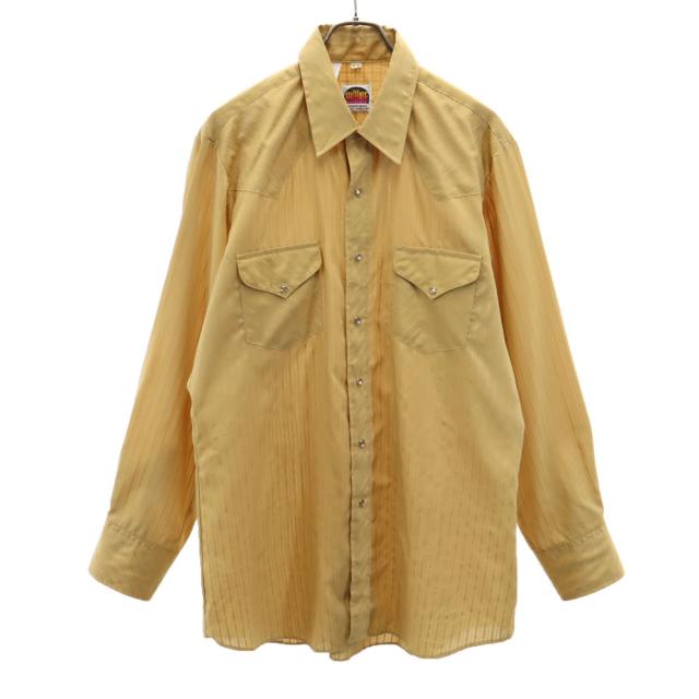 ミラー 70s USA製 ヴィンテージ ストライプ地 長袖 ウエスタンシャツ 17-35 イエロー系 miller メンズの通販は 6,710円