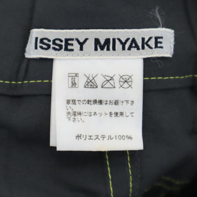 イッセイミヤケ 日本製 プリーツ加工 ロングパンツ S チャコールグレー ISSEY MIYAKE メンズ_7