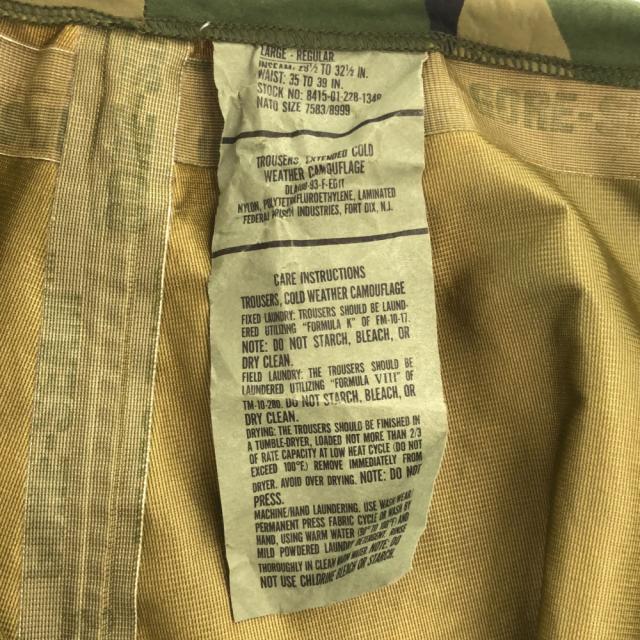 ユーエスアーミ 90s 迷彩柄 ECWCS GEN1 DLA100-93-F-ED11 ミリタリーパンツ L U.S.ARMY トラウザー オールド ヴィンテージ メンズ