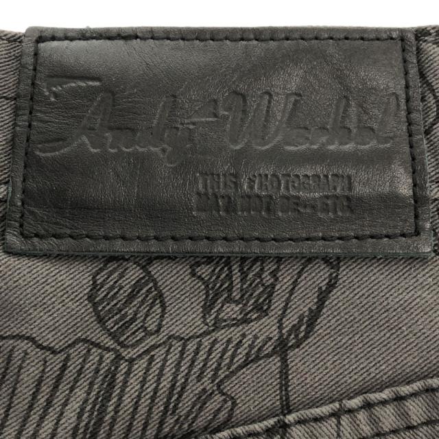 アンディウォーホル バイ ヒステリックグラマー 日本製 スカル柄 スリムパンツ XXS グレー ANDY WARHOL BY HYSTERIC GLAMOUR レディース アンディウォーホル バイ ヒステリックグラマー 日本製 スカル柄