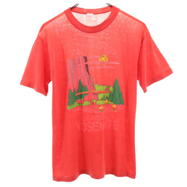 ヴィンテージ 70s 80s スヌーピー柄 プリント 半袖 Tシャツ レッド系 VINTAGE メンズ