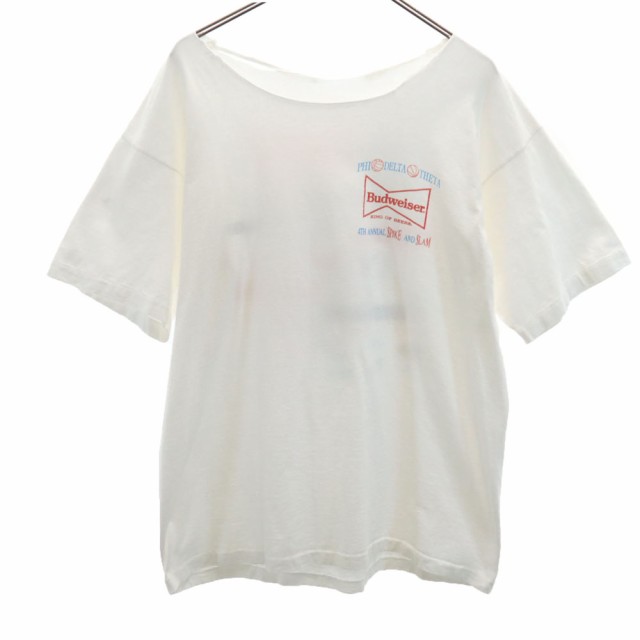 バドワイザー 90s バックプリント 半袖 シングルステッチ カットオフ Tシャツ ホワイト系 Budweiser オールド ヴィンテージ メンズの通販は