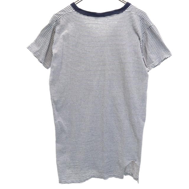 ベルバシーン 60s ボーダー 半袖 Vネック Tシャツ L 白×紺 Velva Sheen