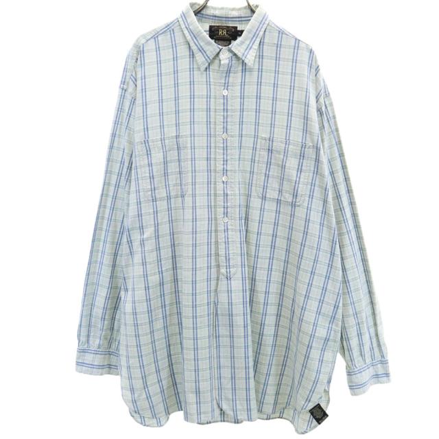 RRL 90s 初期タグ 赤3星 オールド チェック柄 長袖 シャツ XL ブルー系 ダブルアールエル RALPH LAUREN メンズの通販は