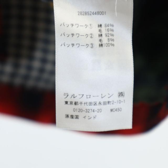 未使用 ダブルアールエル チェック柄 長袖 パッチワーク ネルシャツ 3 カーキ 他 RRL クレイジーパターン レディース_7