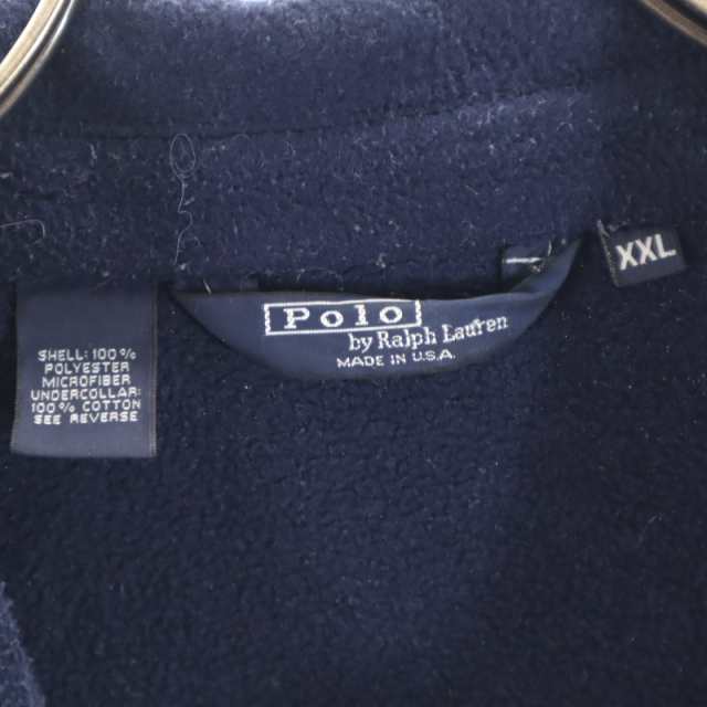 ポロバイラルフローレン 90s USA製 オールド スウィングトップ フリースジャケット XXL ネイビー Polo by Ralph Lauren ボア メンズ