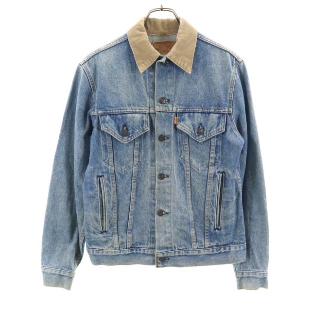 リーバイス 80s 70904 USA製 オレンジタブ デニムジャケット 36 ブルー Levi’s ジージャン 襟コーデュロイ メンズ