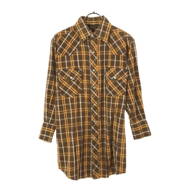 リー 70s チェック 7分袖 ウエスタンシャツ S ブラウン×イエロー Lee オールド ヴィンテージ メンズの通販は 6,380円