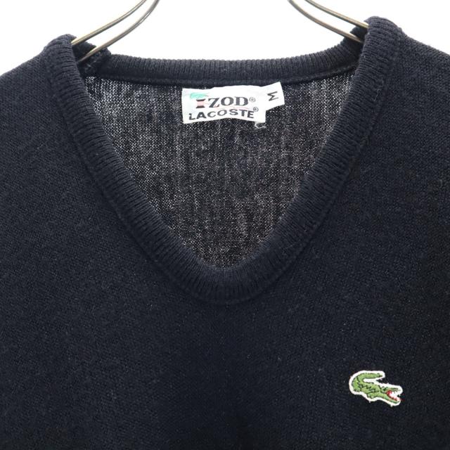 ラコステ 70s 糸巻きタグ ヴィンテージ 長袖 セーター M ブラック LACOSTE ニット メンズ_3