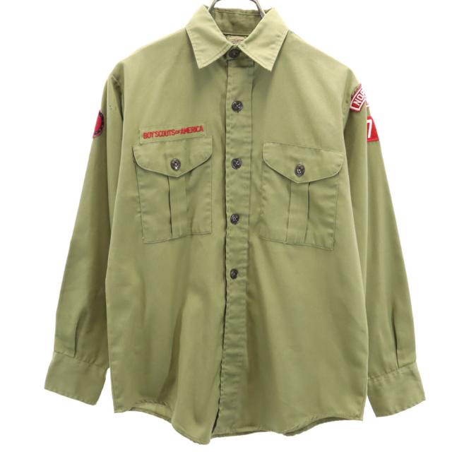 ボーイスカウトオブアメリカ 70s ヴィンテージ 長袖 シャツ カーキ系 BOYSCOUTSOFAMERICA キッズ