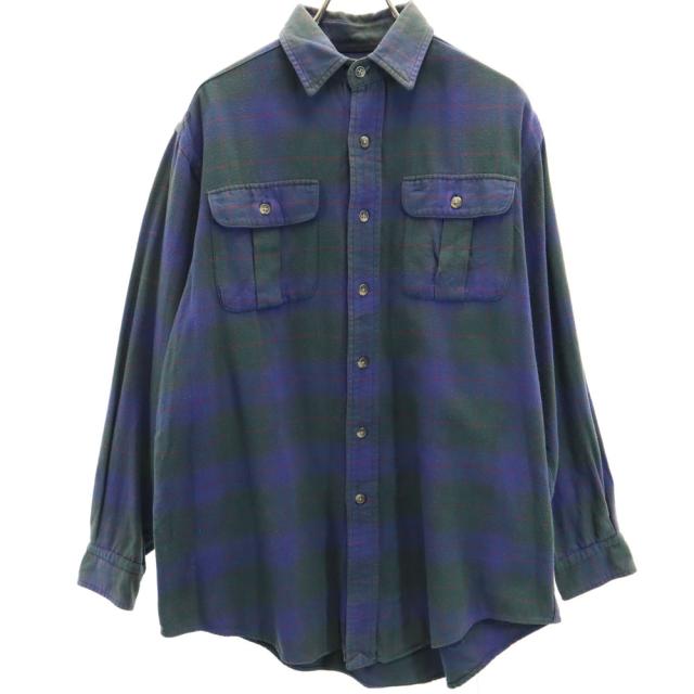 ポロカントリー 80s 90s オールド チェック 長袖 シャツ M ブルー系 POLO COUNTRY RALPH LAUREN メンズ