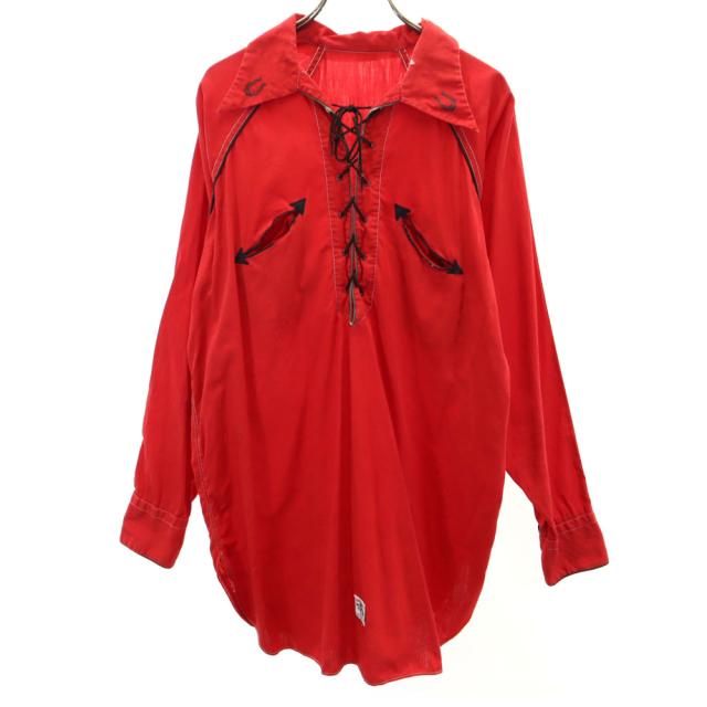 JUBI LEE 40s 50s スマイルポケット ヴィンテージ 長袖 プルオーバー ウエスタンシャツ レッド レースアップ メンズの通販は 32,032円