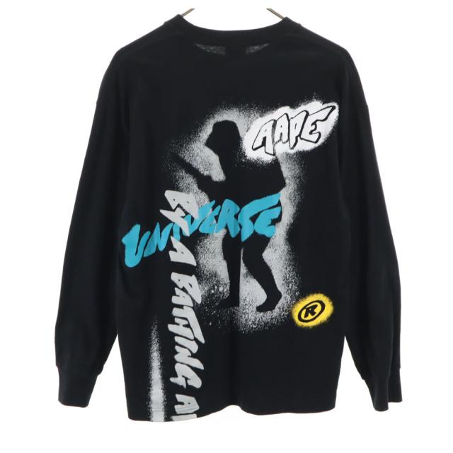 A BATHING APE 長袖Tシャツ Sサイズ ブラック アベイシングエイプ バックプリント 長袖 Tシャツ S ブラック A