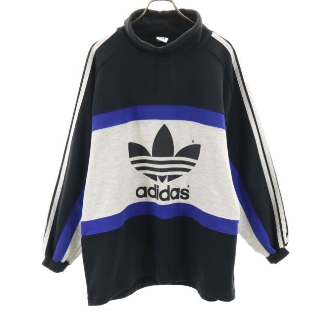 アディダス 80s 日本製 デサント製 ヴィンテージ トレフォイルロゴ 長袖 ハイネック スウェット トレーナー adidas プルオーバー メンズ