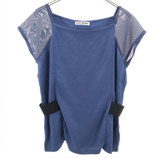 イッセイミヤケ 日本製 半袖 カットソー 2 ネイビー ISSEY MIYAKE レディース