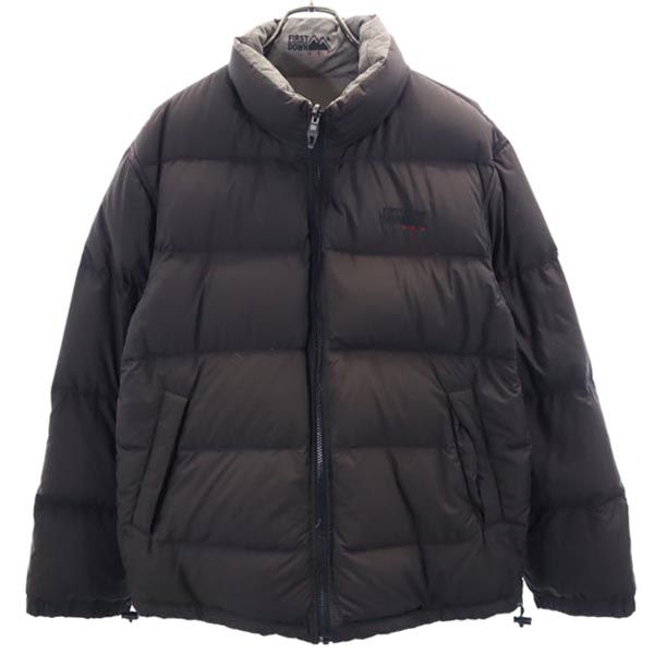 FIRSTDOWN ファーストダウン ロゴ刺繍 リバーシブル ダウンジャケット LL 茶 メンズ