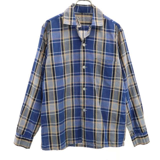 サンディマクドナルド 60s ヴィンテージ ボックスシルエット チェック柄 長袖 オープンカラーシャツ S Sandy Mac Donald メンズ