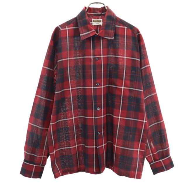 DURABLE PRESS 60s ヴィンテージ ボックスシルエット チェック柄 長袖 シャツ M ボルドー 他 メンズ