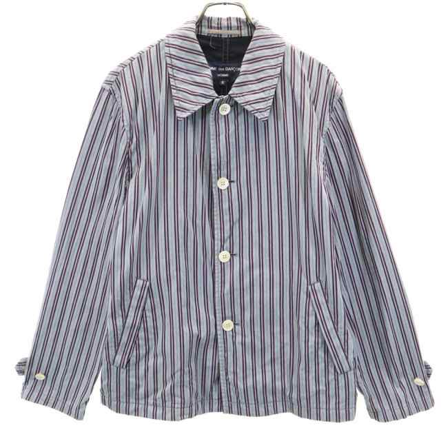 コムデギャルソンオム 00s 2003年 日本製 ストライプ柄 ジャケット S グレー COMME des GARCONS HOMME メンズ