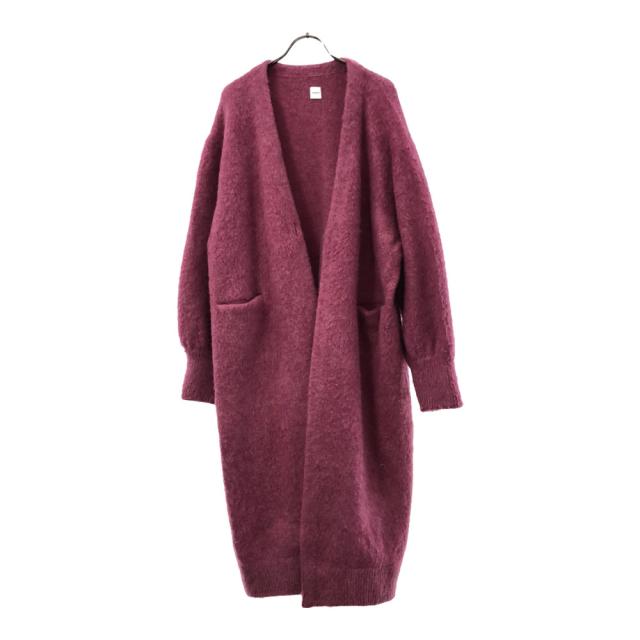 ハクジ モヘヤ ウールブレンド ロング ニットコート ピンク系 HAKUJI レディース