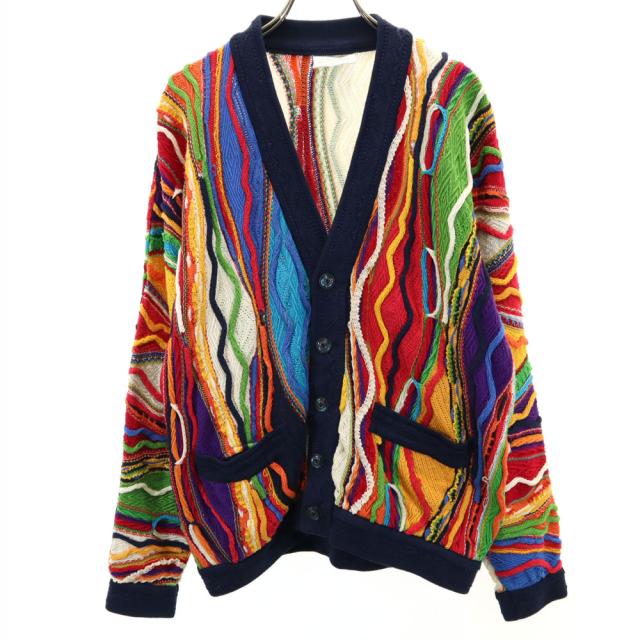 クージーニット 3Dニット カーディガン M カラフル ボーダー