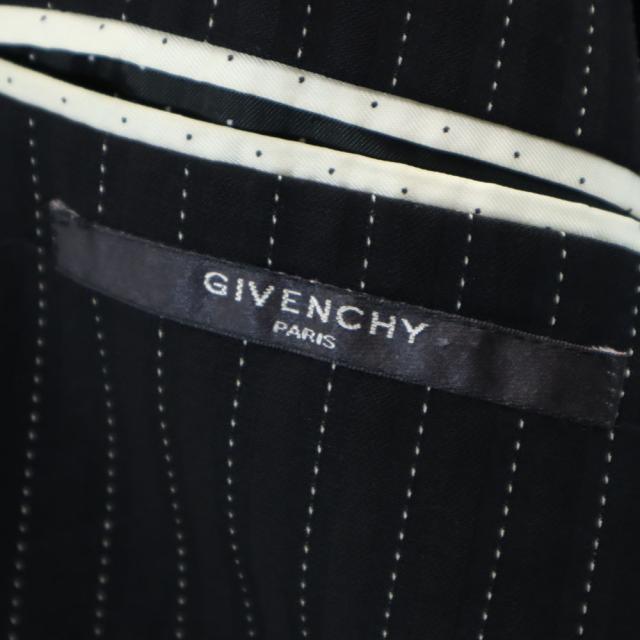 ジバンシィ イタリア製 シルクブレンド ストライプ柄 テーラードジャケット 46 ブラック GIVENCHY メンズ ジバンシィ イタリア製 シルクブレンド ストライプ柄 テーラード