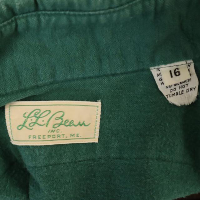 エルエルビーン 70s ヴィンテージ 筆記体タグ シャモア 長袖 ワークシャツ 16 グリーン L.L.Bean レディース