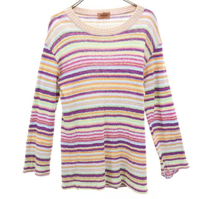 ミッソーニ イタリア製 ボーダー柄 長袖 セーター 44 ホワイト 他 Missoni ニット レディースの通販は