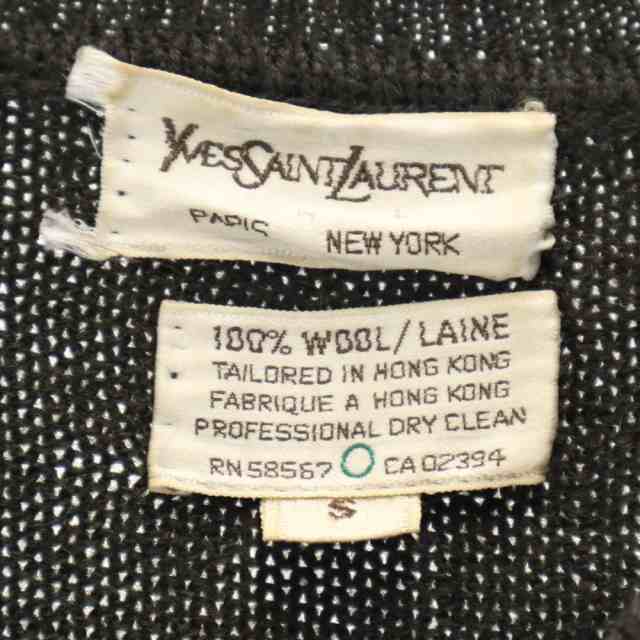 イヴサンローラン 80s ウール ヴィンテージ 長袖 Vネック セーター S カーキ YVES SAINT LAURENT ニット メンズ